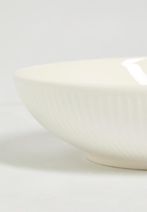 Excellent Houseware - Embossed porcelain pasta bowl set of 4 - white