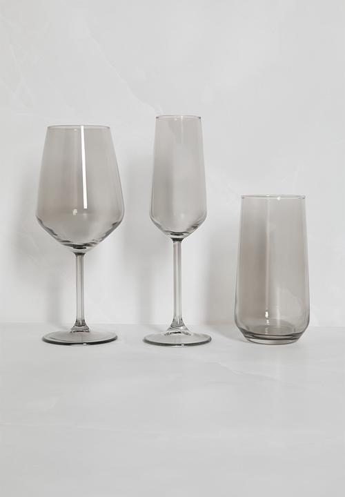 Excellent Houseware - Smoke champagne glass set of 2 - grey