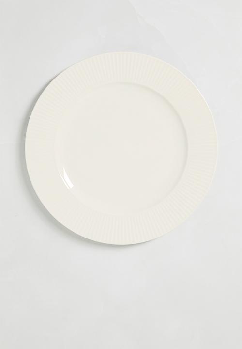 Excellent Houseware - Embossed porcelain plate set of 4 - white
