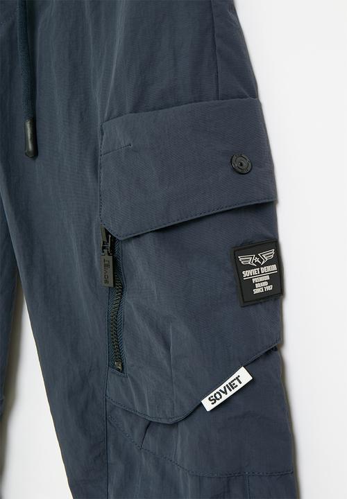 SOVIET - Boys fashion cargo nylon pants - navy