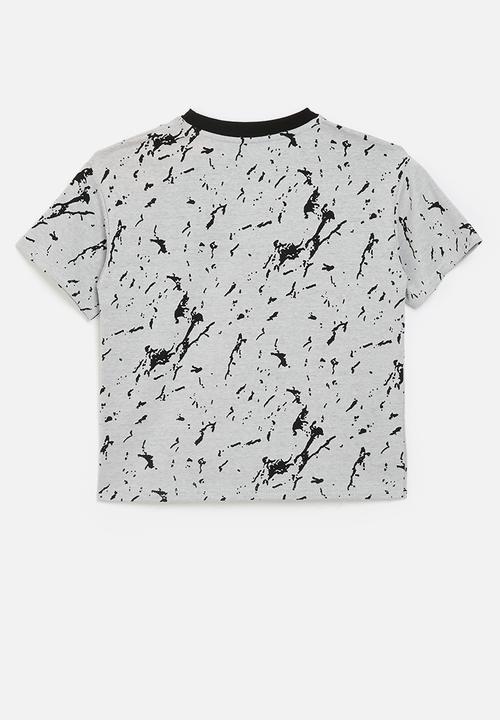 Pop Candy - Abstract print tee with contrast rib - grey/black