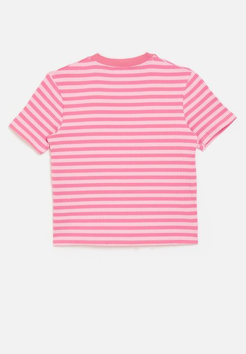Pop Candy - Rib knit tee - pink stripes