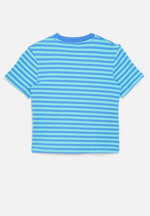 Pop Candy - Rib knit tee - blue stripes