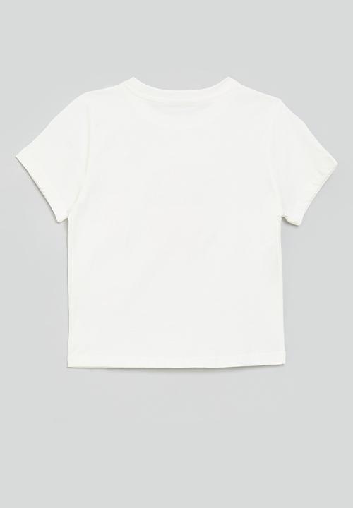 Pop Candy - Graphic tee with pearl beaded tulips - white