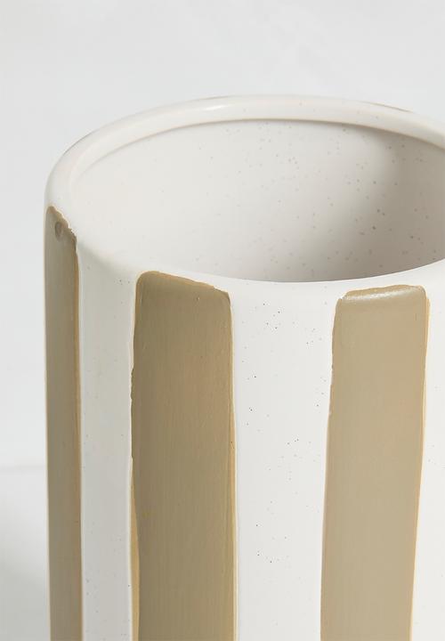 H&S - Ceramic Stripe Vase - Natural