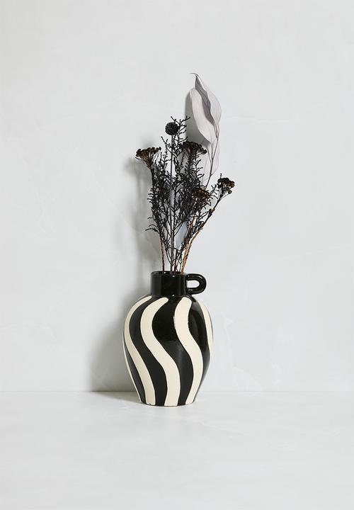 H&S - Ceramic Swirl Vase - Black & White