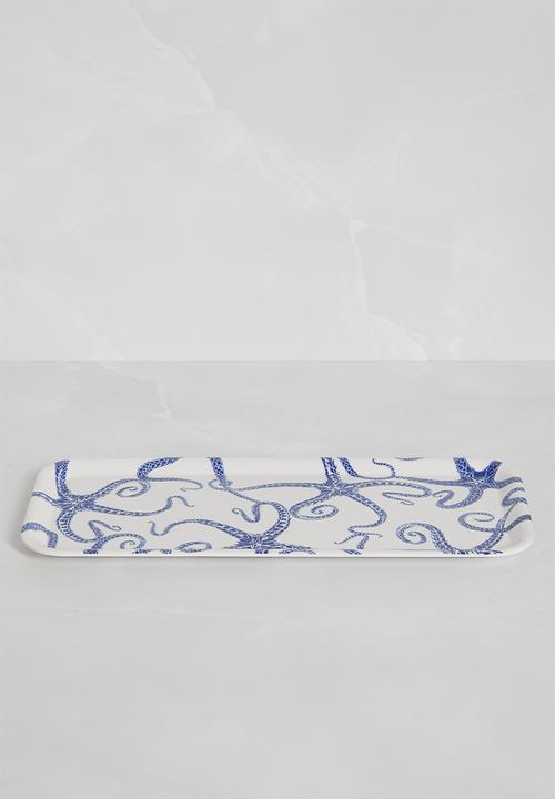 H&S - Nautic starfish tray - blue & white 