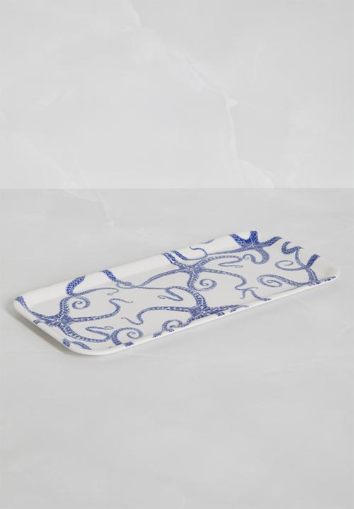 H&S - Nautic starfish tray - blue & white 