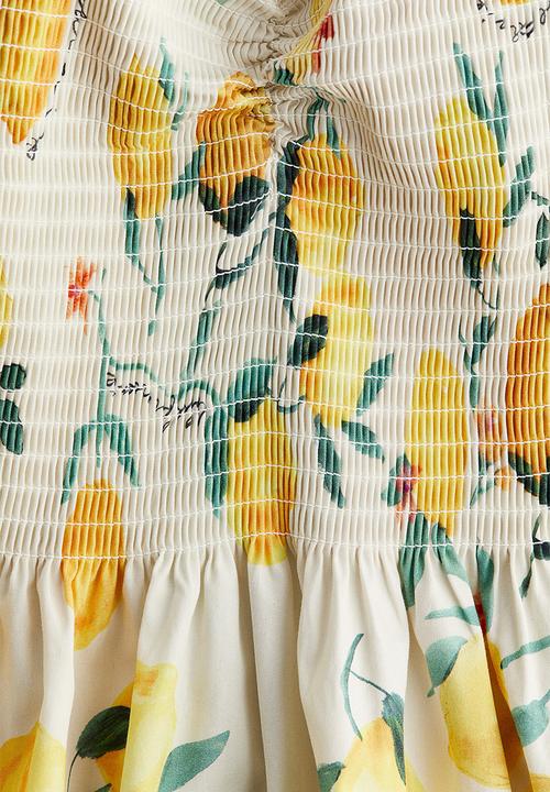 H&M - Smock-topped dress - cream lemons