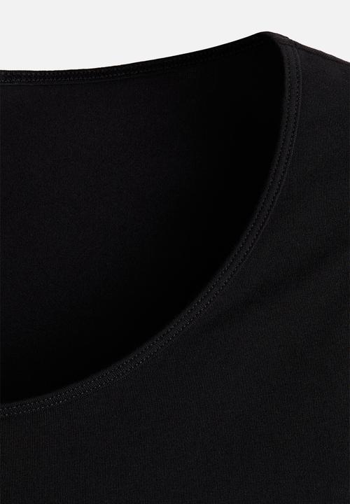 H&M - Cropped scoop-neck t-shirt - black
