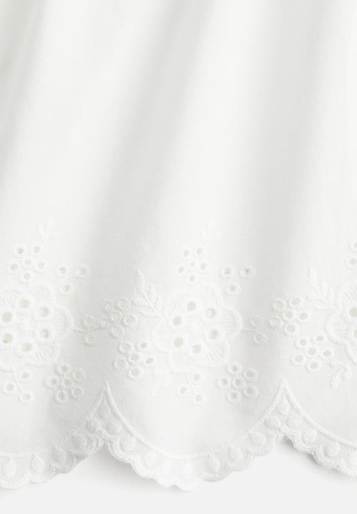 H&M - Embroidered tie-strap top - white