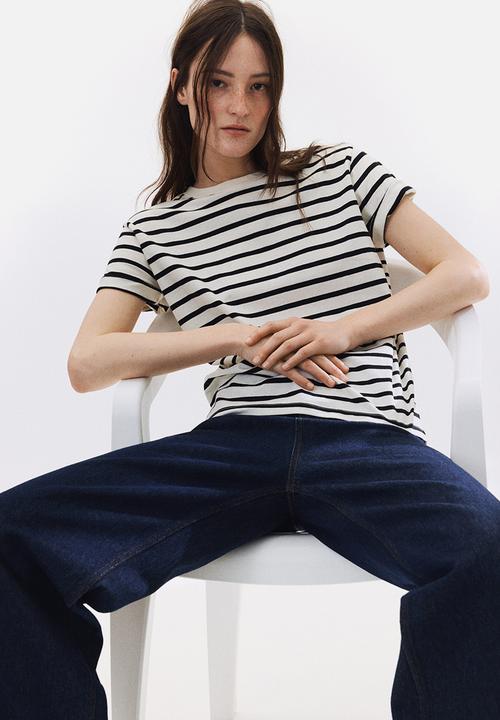 H&M - Cotton t-shirt - cream striped 