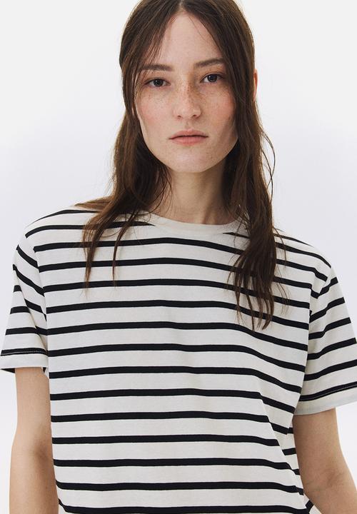 H&M - Cotton t-shirt - cream striped 