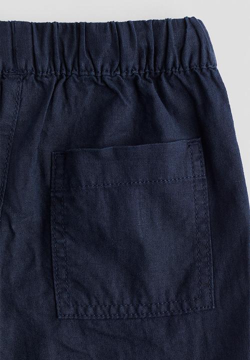 H&M - Linen-blend trousers - navy blue 