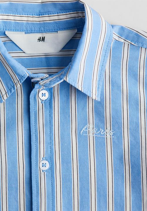 H&M - Cotton poplin shirt - light blue/striped