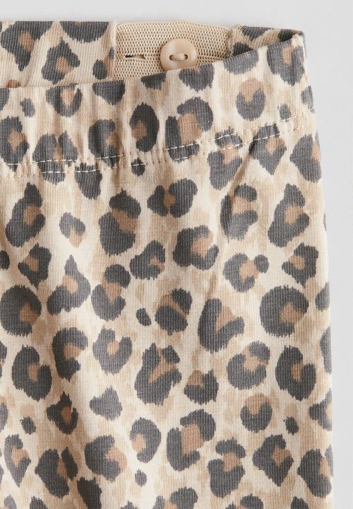 H&M - Printed cotton leggings - light beige leopard-print