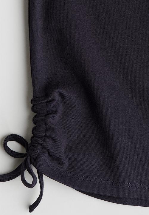 H&M - Drawstring-detail jersey top - navy blue