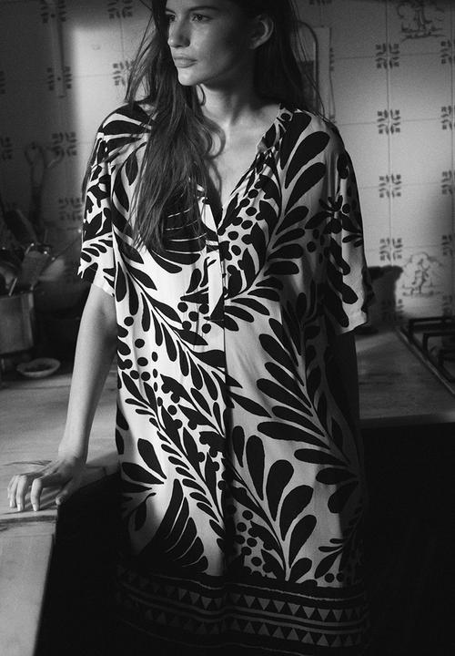 H&M - Viscose tunic dress - white & black patterned