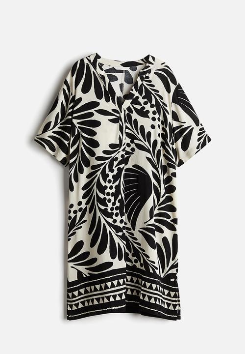 H&M - Viscose tunic dress - white & black patterned