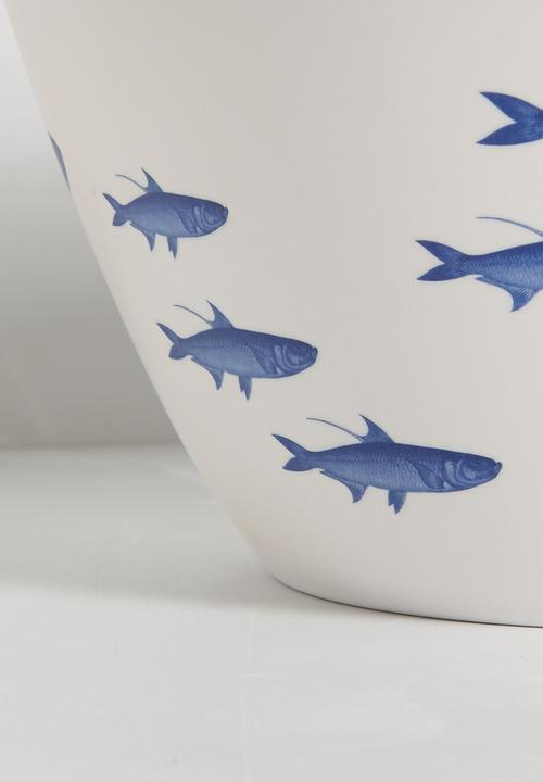 H&S - Nautic fish serving bowl - white & blue