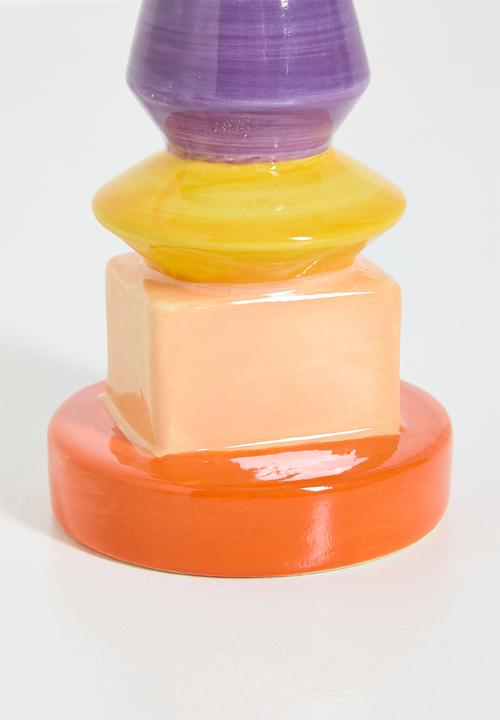 H&S - Totem dinner candle holder set of 2 - multi