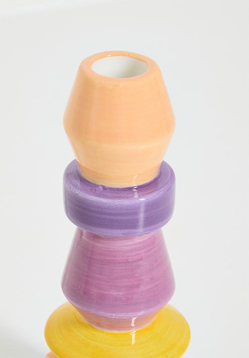 H&S - Totem dinner candle holder set of 2 - multi