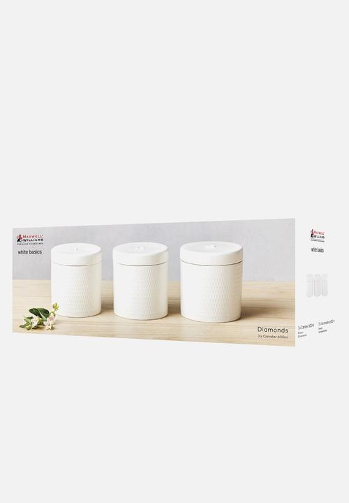 Maxwell & Williams - Diamonds 600ml Canister Set of 3 - white