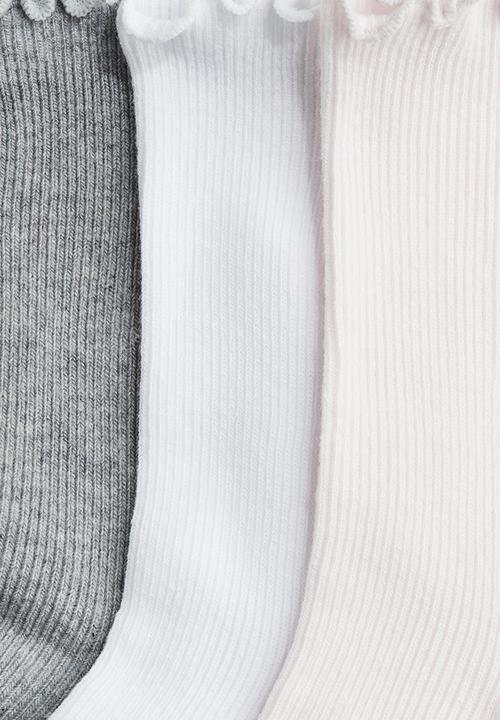 H&M - 5-Pack rib-knit socks - powder pink & white 