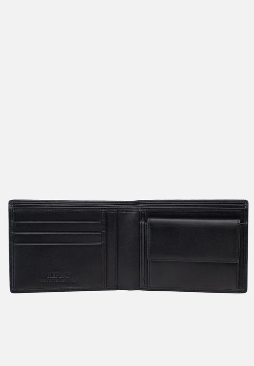 Replay - Sheep Plain Leather Wallet - Black