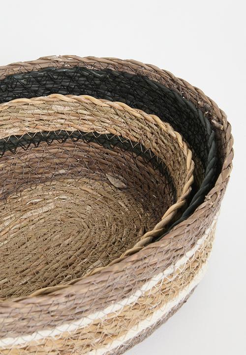 H&S - Seagrass décor baskets set of 3 - Natural