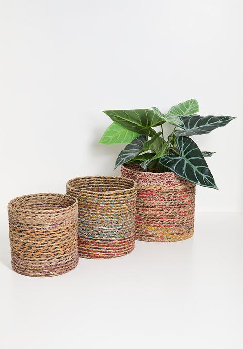 H&S - Milly seagrass basket set of 3 - multi
