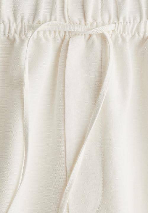 H&M - Linen-blend drawstring trousers - white