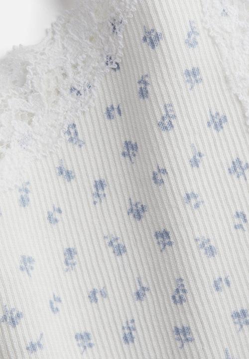H&M - Lace-trimmed vest top - white floral