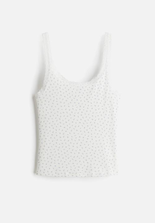 H&M - Lace-trimmed vest top - white floral