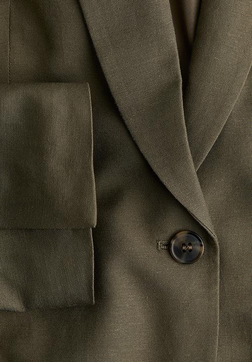 H&M - Fitted blazer - dark khaki green