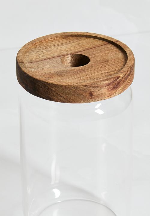 Excellent Houseware - 700ml storage jar set of 3 - Natural & Clear