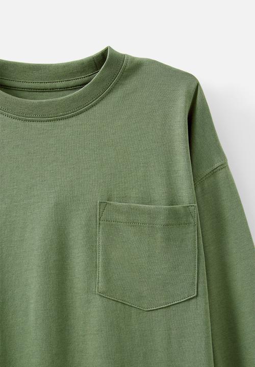 Cotton On - The essential long sleeve tee - khaki green wash