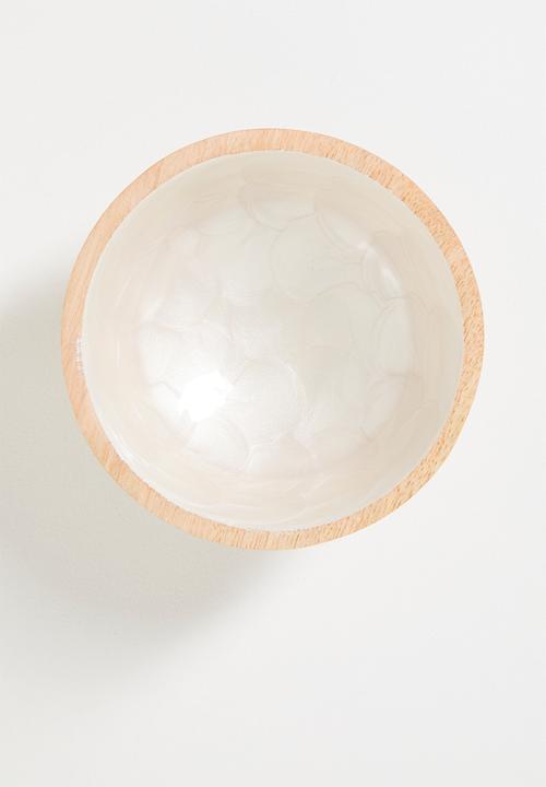 Excellent Houseware - Indica wooden bowls w enamel finish set of 2 - Natural