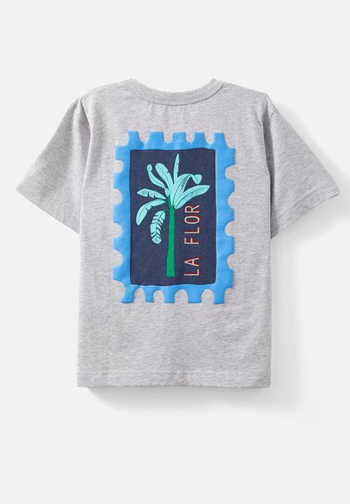 Cotton On - Jonny short sleeve graphic print tee - grey marle/la flor