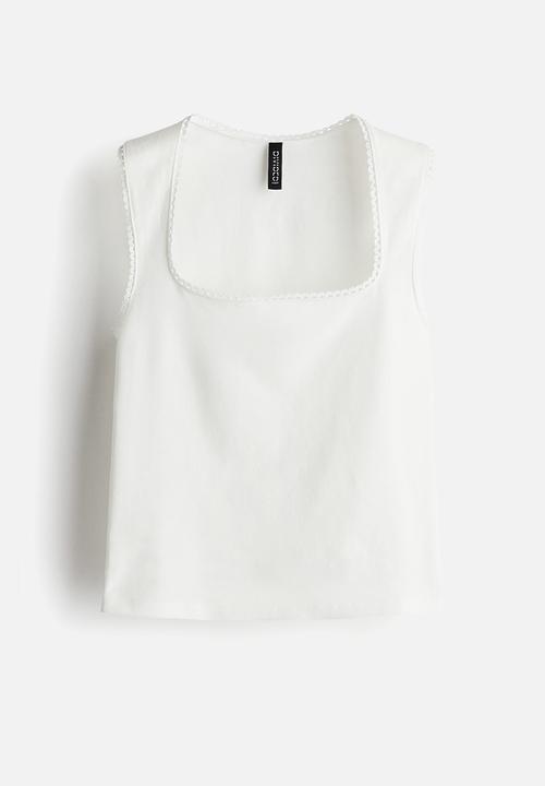 H&M - Picot-trimmed vest top - cream