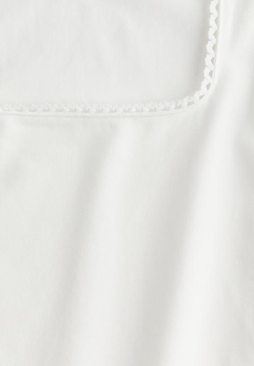 H&M - Picot-trimmed vest top - cream