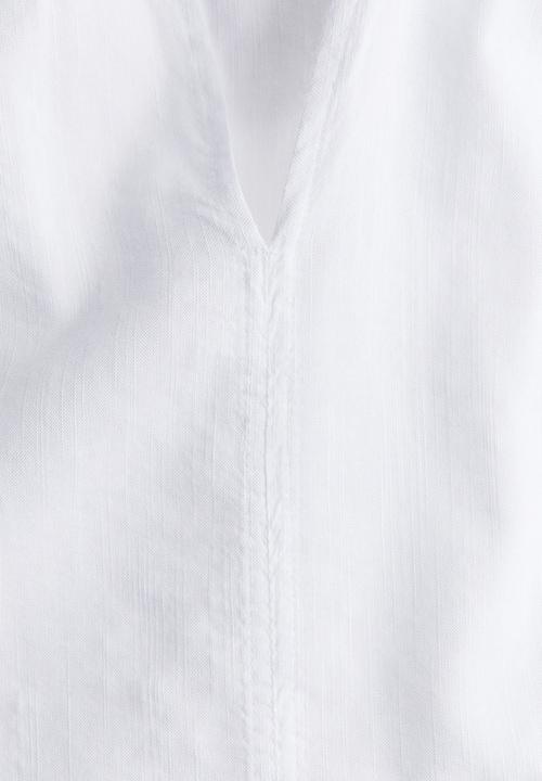 H&M - Band-collar blouse - white