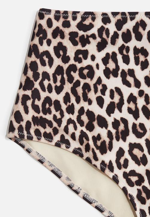 H&M - High waist bikini bottoms - light beige leopard print
