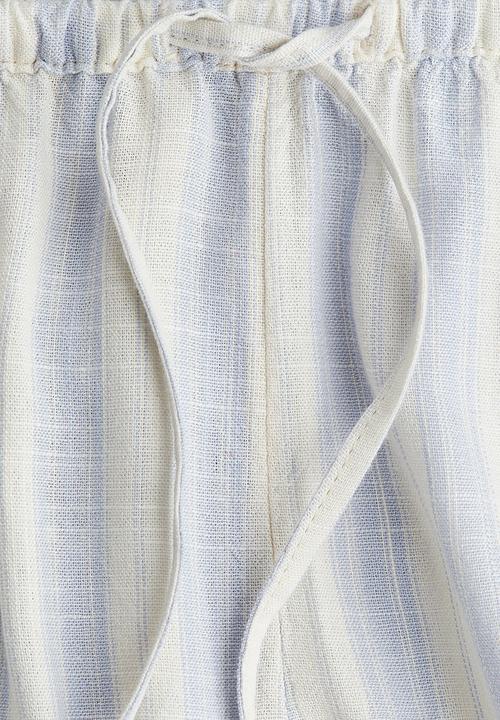 H&M - Straight drawstring trousers - light blue & white striped