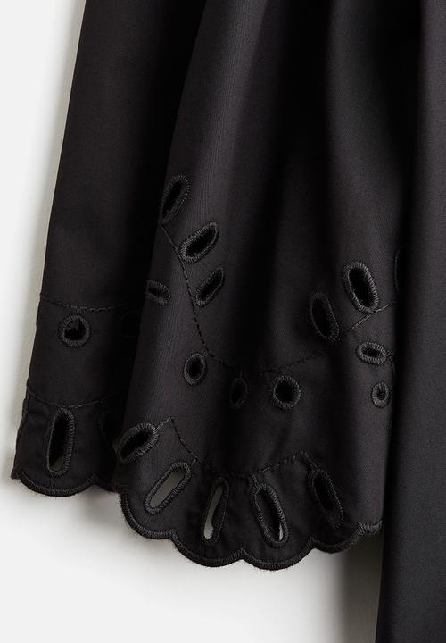 H&M - Puff-sleeved cotton blouse - black