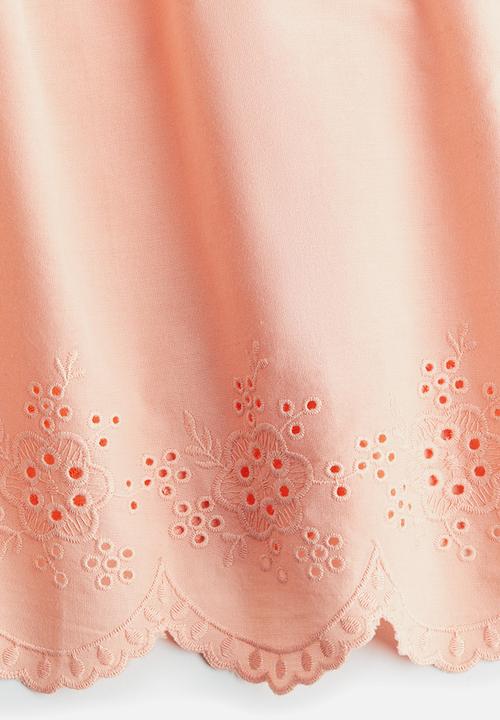 H&M - Embroidered tie-strap top - peach pink