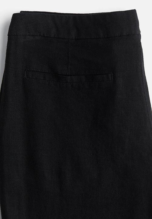 H&M - Linen-blend tailored trousers - black