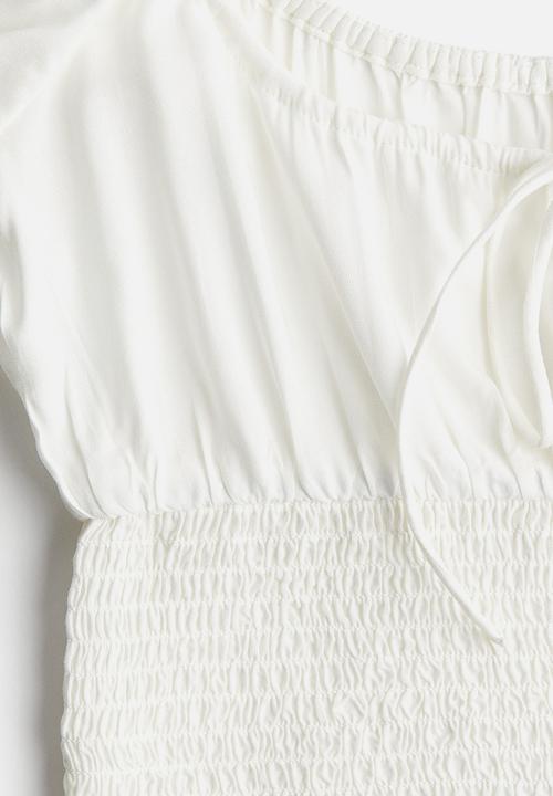 H&M - Smocked viscose blouse - cream