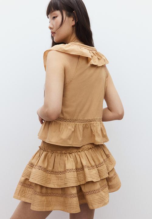 H&M - Frill-trimmed cotton vest top - beige