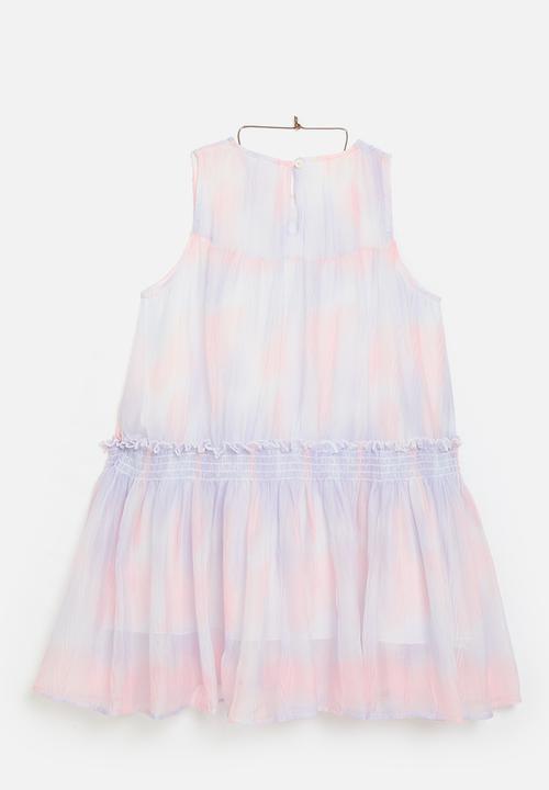 Pop Candy - Dropped waist dress with shirred tier - watercolour mix
